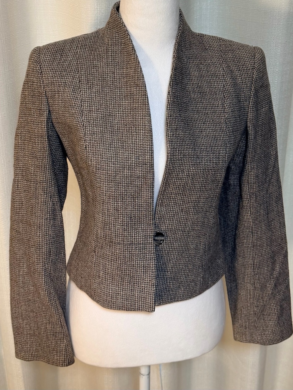 PEABODY HOUSE Vintage Juniors 7/8 Houndstooth Collarless Blazer